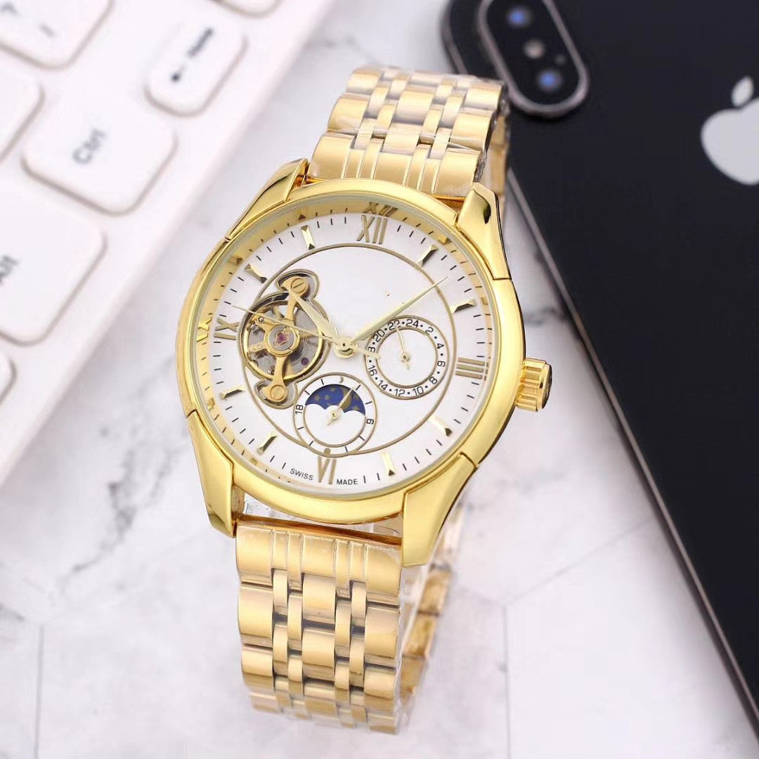 AYZEL™ Men’s Mechanical Watch – Classic Leather Strap Timepiece