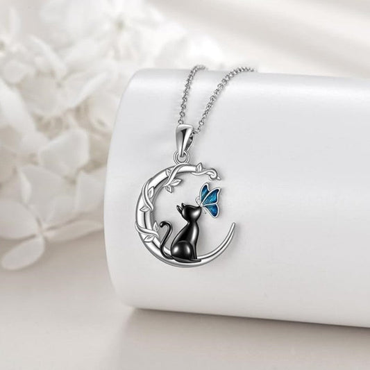 AYZEL™ Black Cat Butterfly Moon Alloy Pendant Necklace for Women