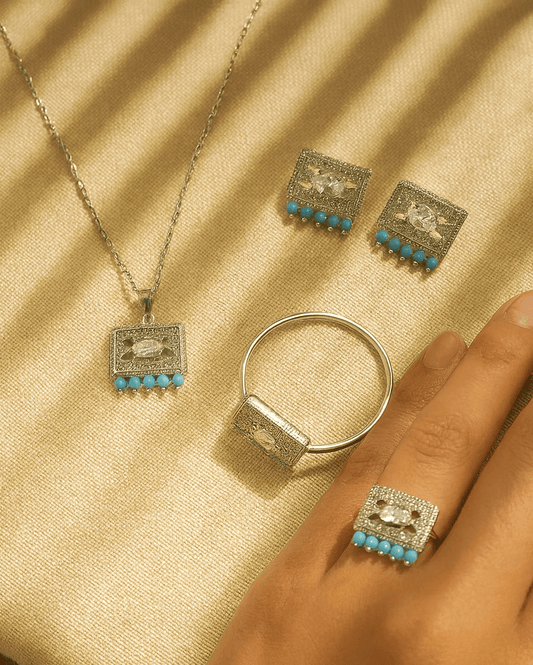 AYZEL™ Rectangular Stone 4-Piece Jewelry Set