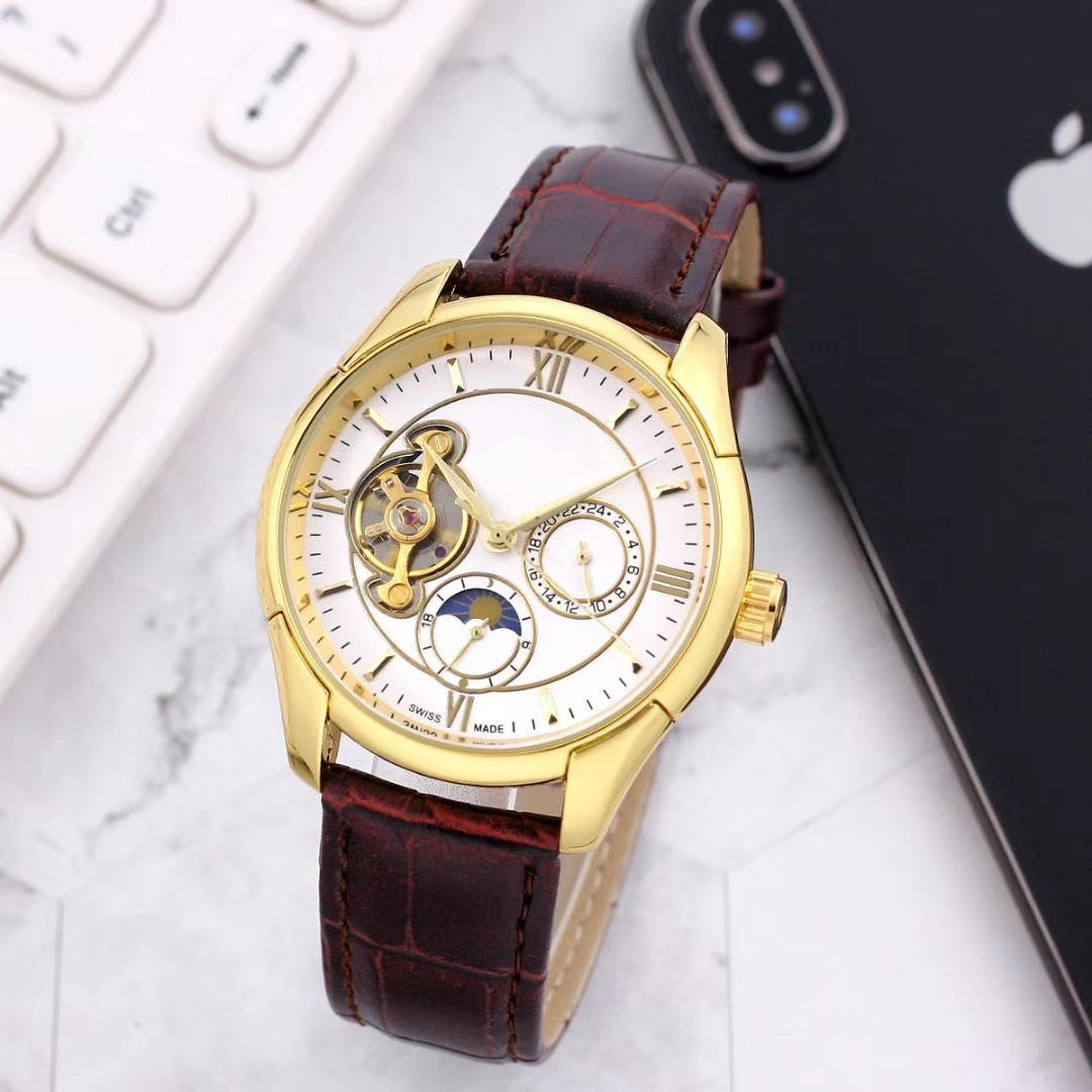 AYZEL™ Men’s Mechanical Watch – Classic Leather Strap Timepiece