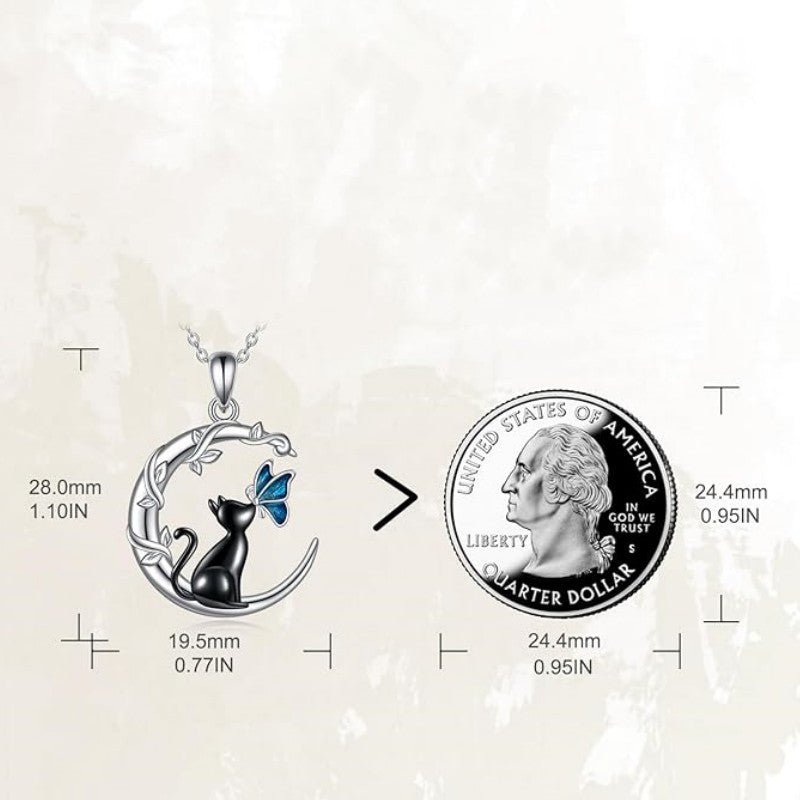 AYZEL™ Black Cat Butterfly Moon Alloy Pendant Necklace for Women