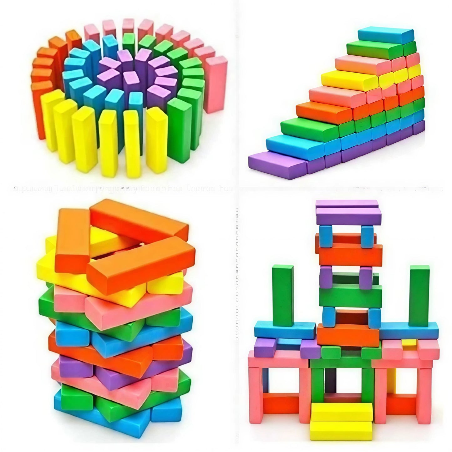 AYZEL™ Colorful Wooden Blocks Balancing Game (54 Pieces with Dice)