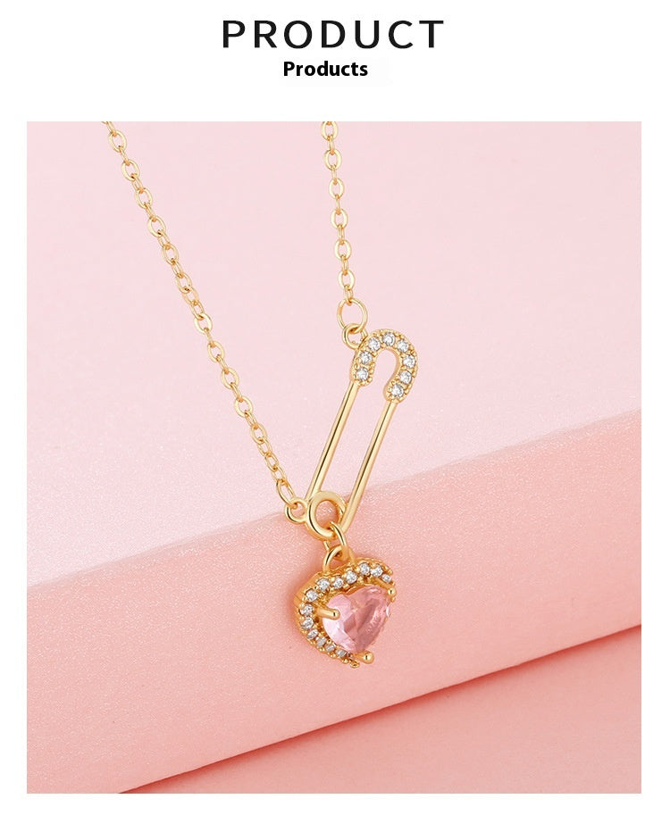 AYZEL™ Rhinestone Heart Pendant Clavicle Necklace