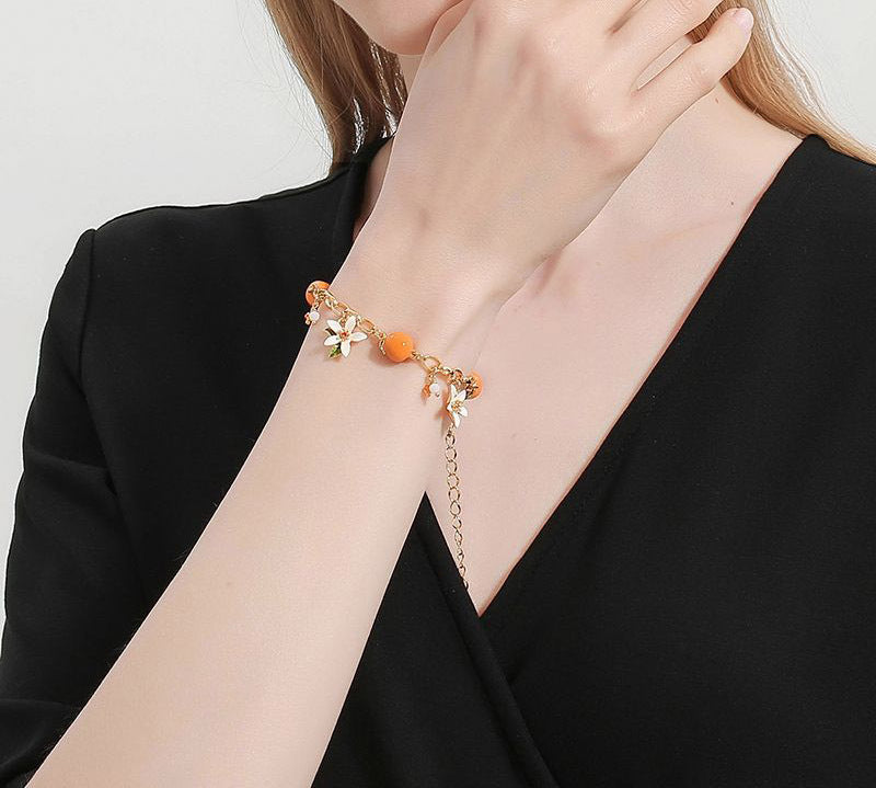 AYZEL™ Cute Orange Gardenia Flower Bracelet for Women