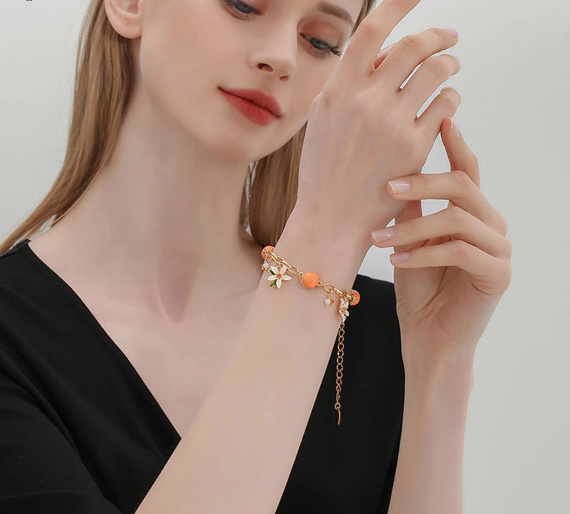 AYZEL™ Cute Orange Gardenia Flower Bracelet for Women