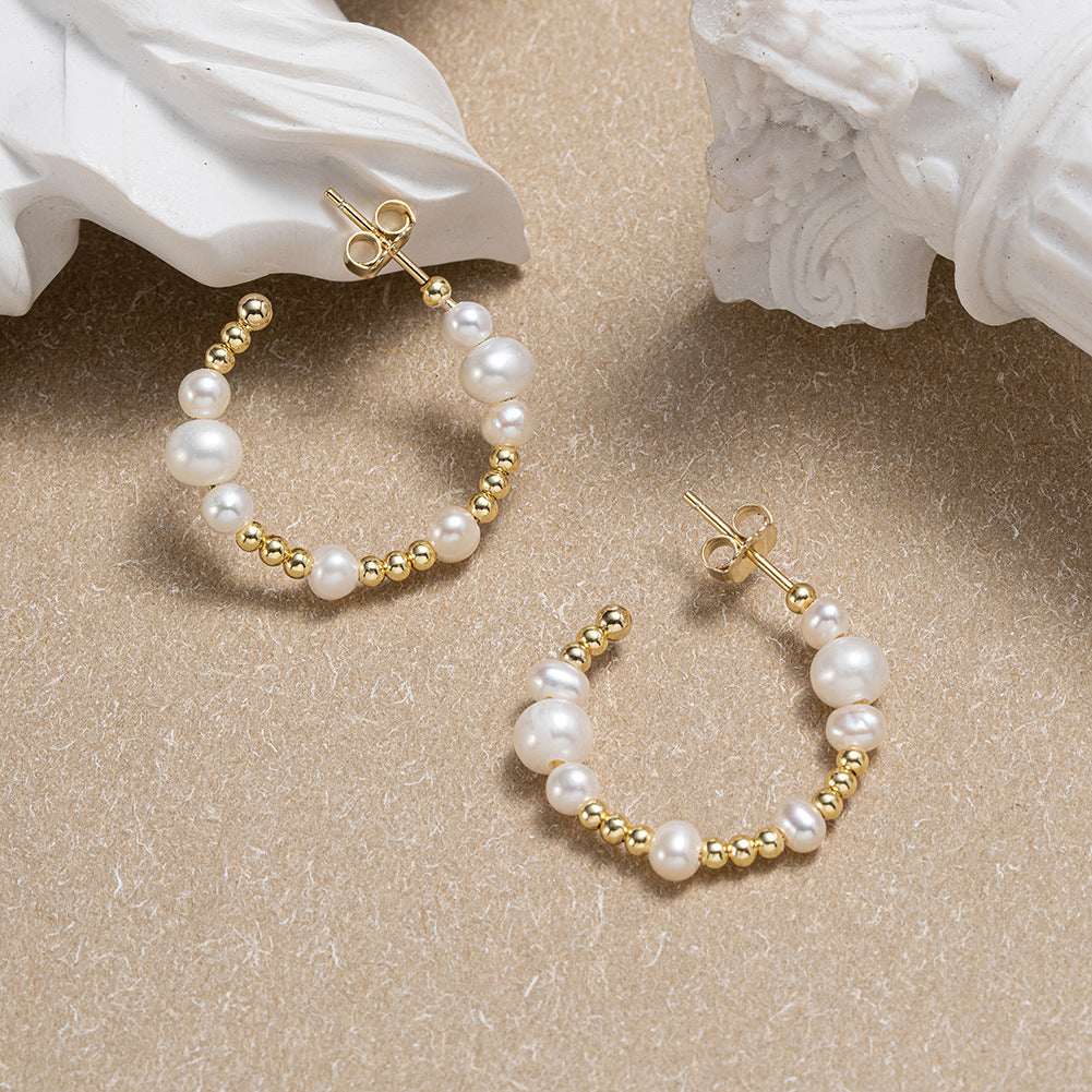 AYZEL™ S925 Sterling Silver Round Bead Earrings – Natural & Elegant