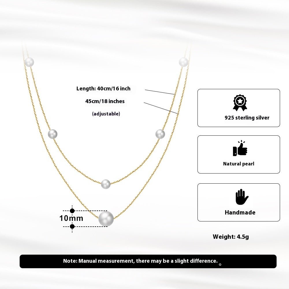 AYZEL™ 925 Sterling Silver Double-Layer Baroque Pearl Necklace