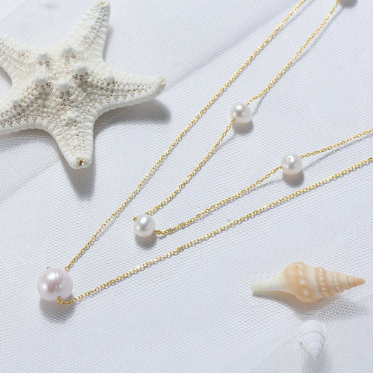 AYZEL™ 925 Sterling Silver Double-Layer Baroque Pearl Necklace