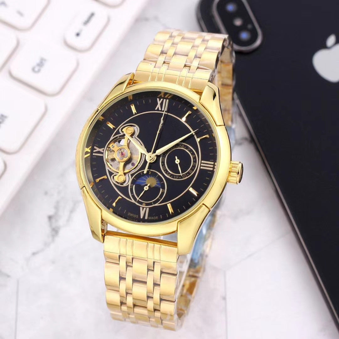 AYZEL™ Men’s Mechanical Watch – Classic Leather Strap Timepiece
