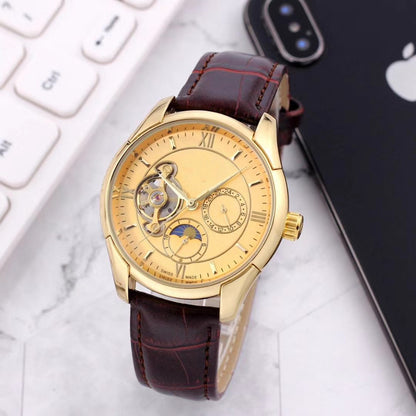 AYZEL™ Men’s Mechanical Watch – Classic Leather Strap Timepiece