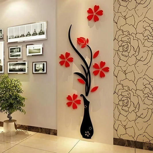AYZEL™ LUXORA 3D Acrylic Flower Vase Wall Art