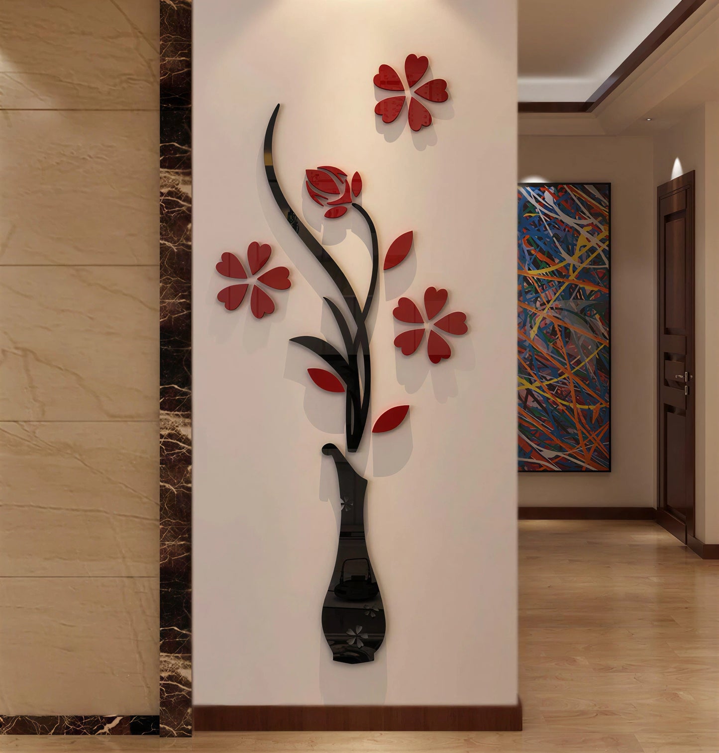 AYZEL™ LUXORA 3D Acrylic Flower Vase Wall Art