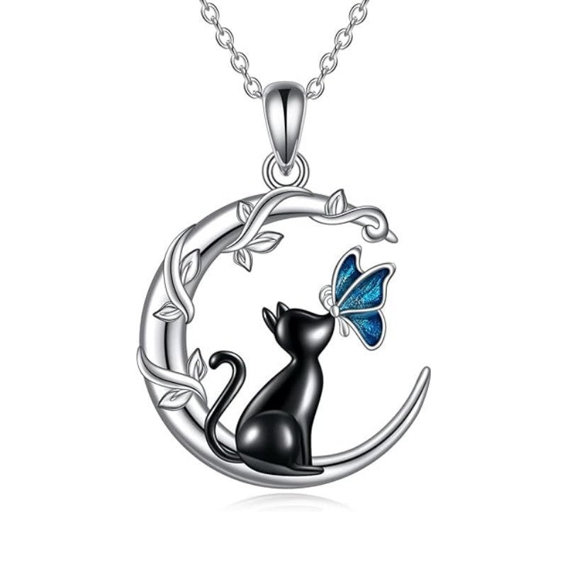AYZEL™ Black Cat Butterfly Moon Alloy Pendant Necklace for Women