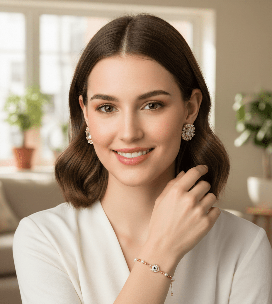 AYZEL™ Pearl Beaded Evil Eye Bracelet for Women