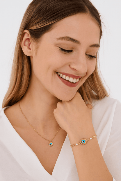 AYZEL™ Pearl Beaded Evil Eye Bracelet for Women