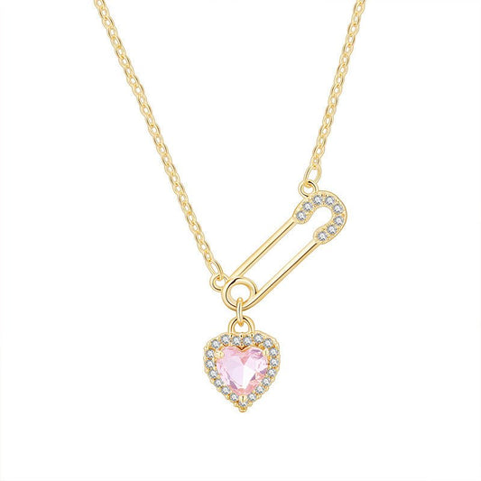 AYZEL™ Rhinestone Heart Pendant Clavicle Necklace