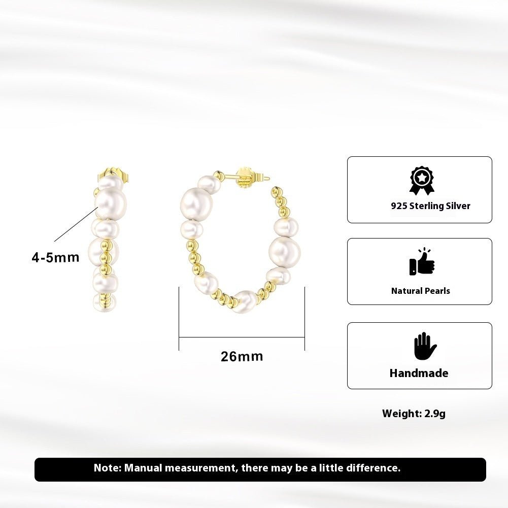 AYZEL™ S925 Sterling Silver Round Bead Earrings – Natural & Elegant