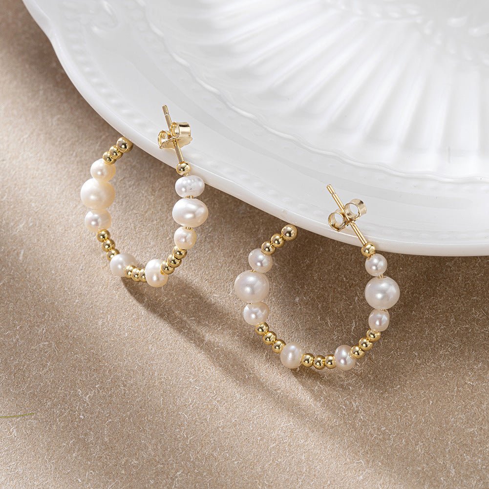 AYZEL™ S925 Sterling Silver Round Bead Earrings – Natural & Elegant