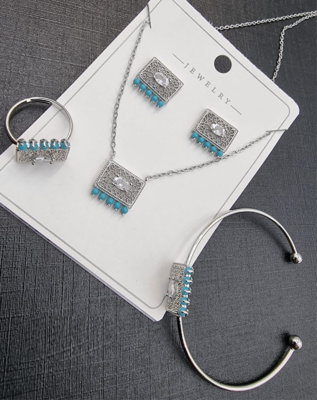 AYZEL™ Rectangular Stone 4-Piece Jewelry Set